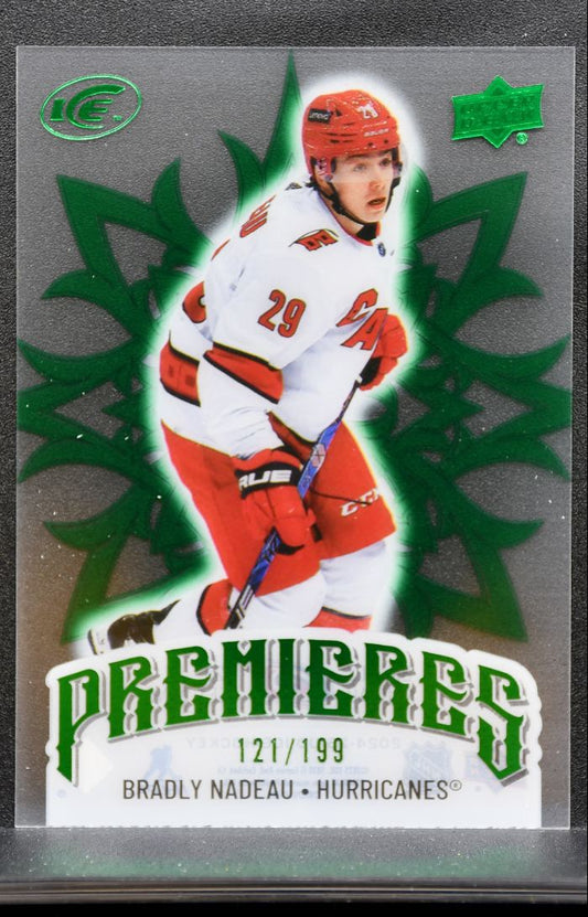 2024-25 UD Ice Premieres Green Bradly Nadeau 29 Carolina Hurricanes RC /199 9476