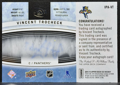 2014-15 Upper Deck Ice Premieres Autographs Vincent Trocheck Panthers Auto 7446