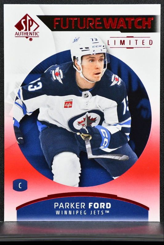 2025-26 SP Authentic Future Watch Limited Red Parker Ford Winnipeg Jets RC 3055