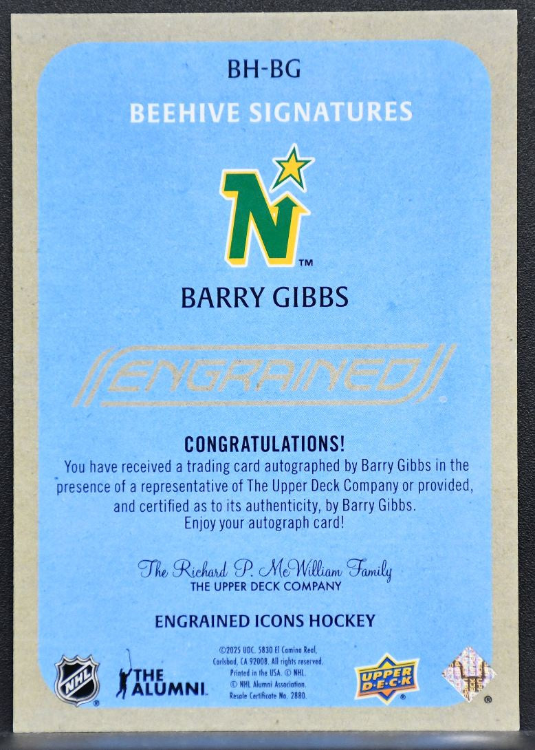 25-26 UD Engrained Icons Beehive Portrait Signatures Gibbs BH-BG North Stars 6065