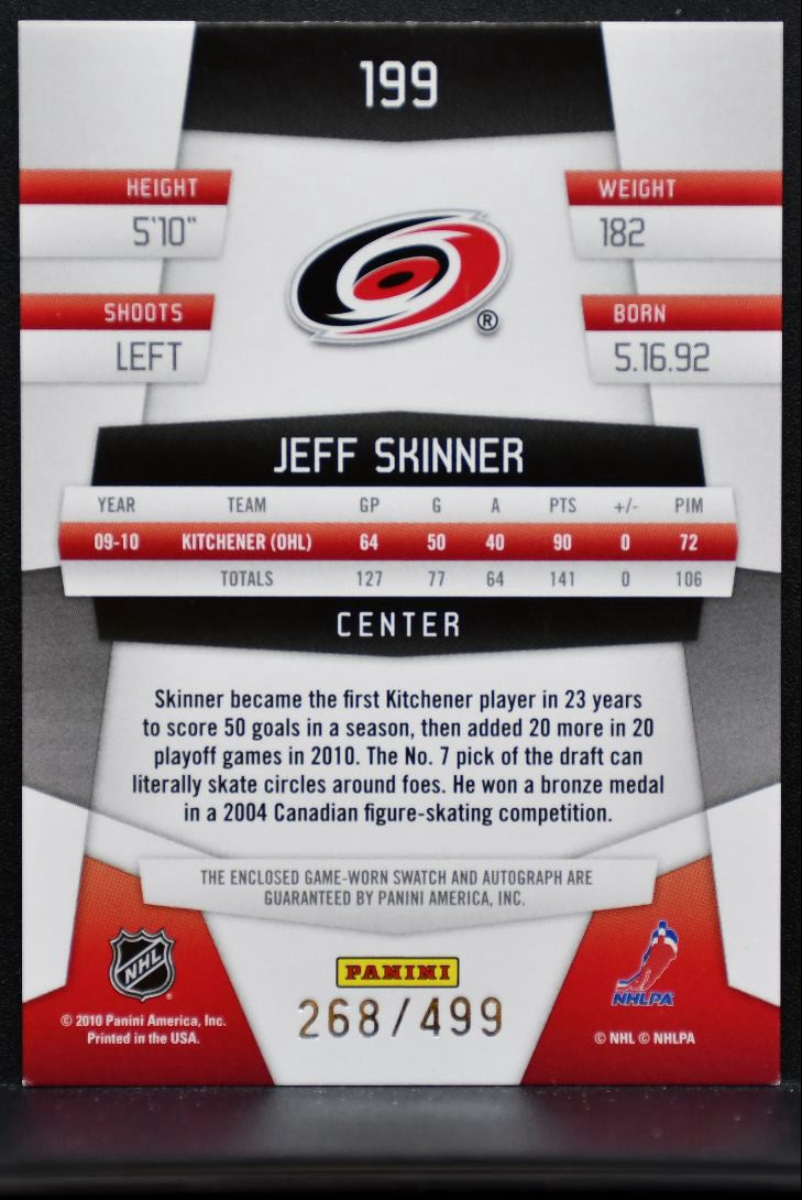 2010-11 Panini Freshman Fabric Auto Skinner RC Auto 268/499 Jersey 6736