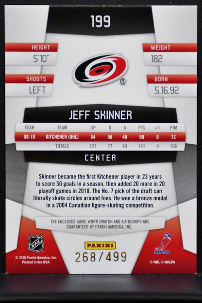 2010-11 Panini Freshman Fabric Auto Skinner RC Auto 268/499 Jersey 6736