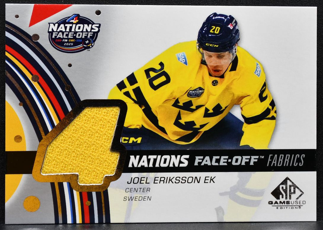 2025-26 SP Game Used 4 Nations Face Off Fabrics Eriksson Ek Sweden Jersey 6811