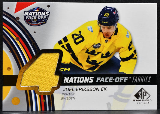2025-26 SP Game Used 4 Nations Face Off Fabrics Eriksson Ek Sweden Jersey 6811
