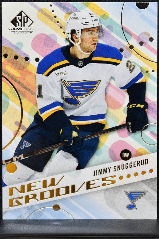 2025-26 SP Game Used New Grooves Jimmy Snuggerud NG-11 St. Louis Blues RC 0076