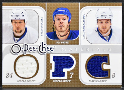 2008-09 O-Pee-Chee Materials Triple McCabe/White/Colaiacovo Jersey 9144