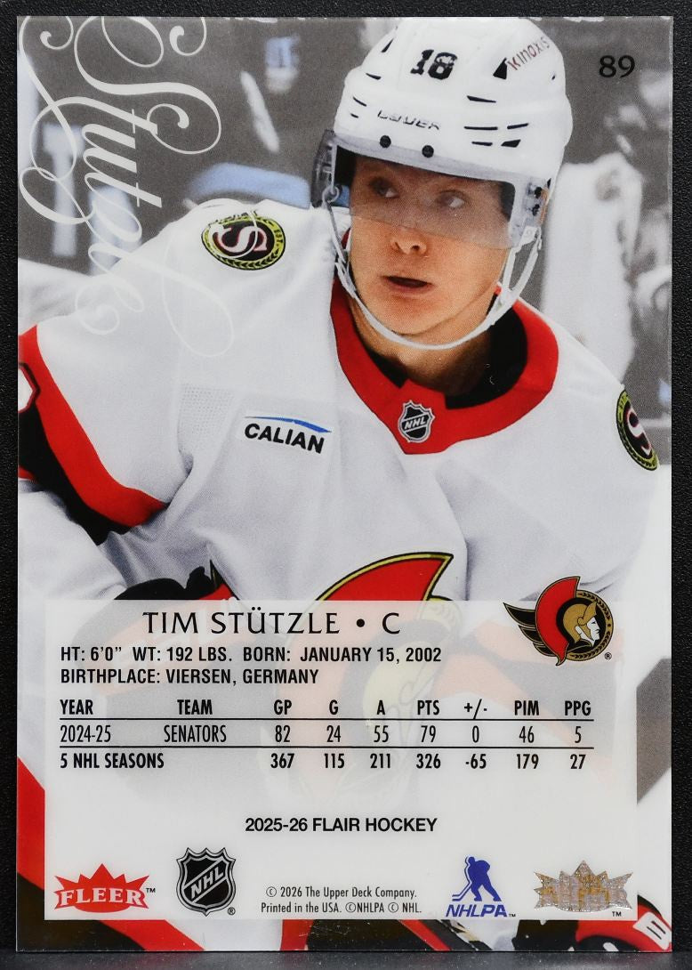 2025-26 Flair Tim Stutzle 89 Ottawa Senators 0245