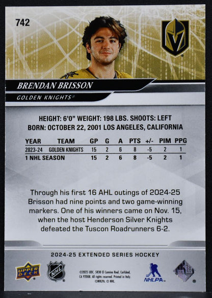 2024-25 UD Extended Series Draft High Gloss Brisson Vegas Golden Knights 10/10 1237