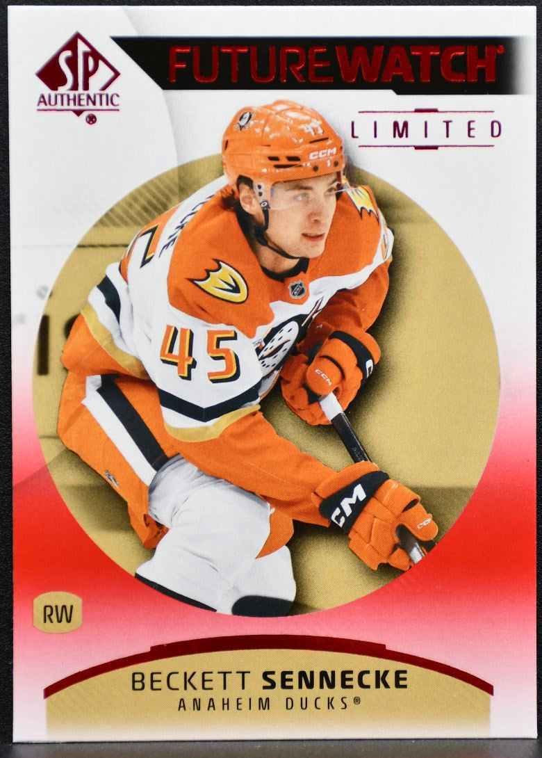 2025-26 SP Authentic Future Watch Limited Red Beckett Sennecke 170 Ducks RC 3467