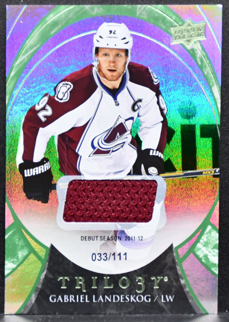 2015-16 UD Trilogy Green Rainbow Foil Debut Season Landeskog 033/111 Jersey 5788