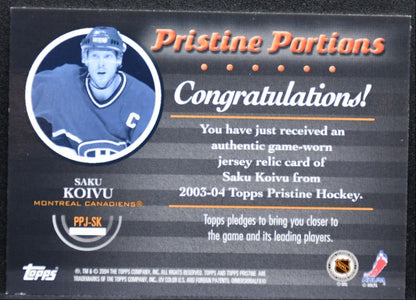 2003-04 Topps Pristine Portions Jersey Saku Koivu PPJ-SK Canadiens Jersey 1410