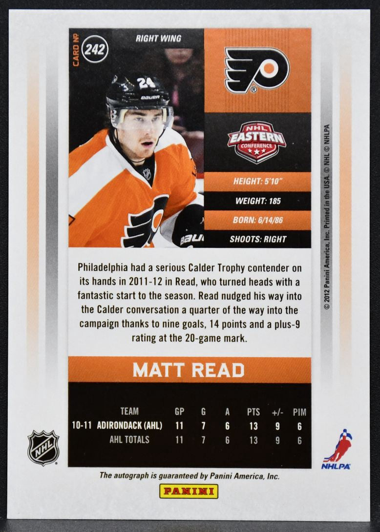 2011-12 Panini Contenders Calder Auto Matt Read 242 Flyers RC Auto 559/800 9826