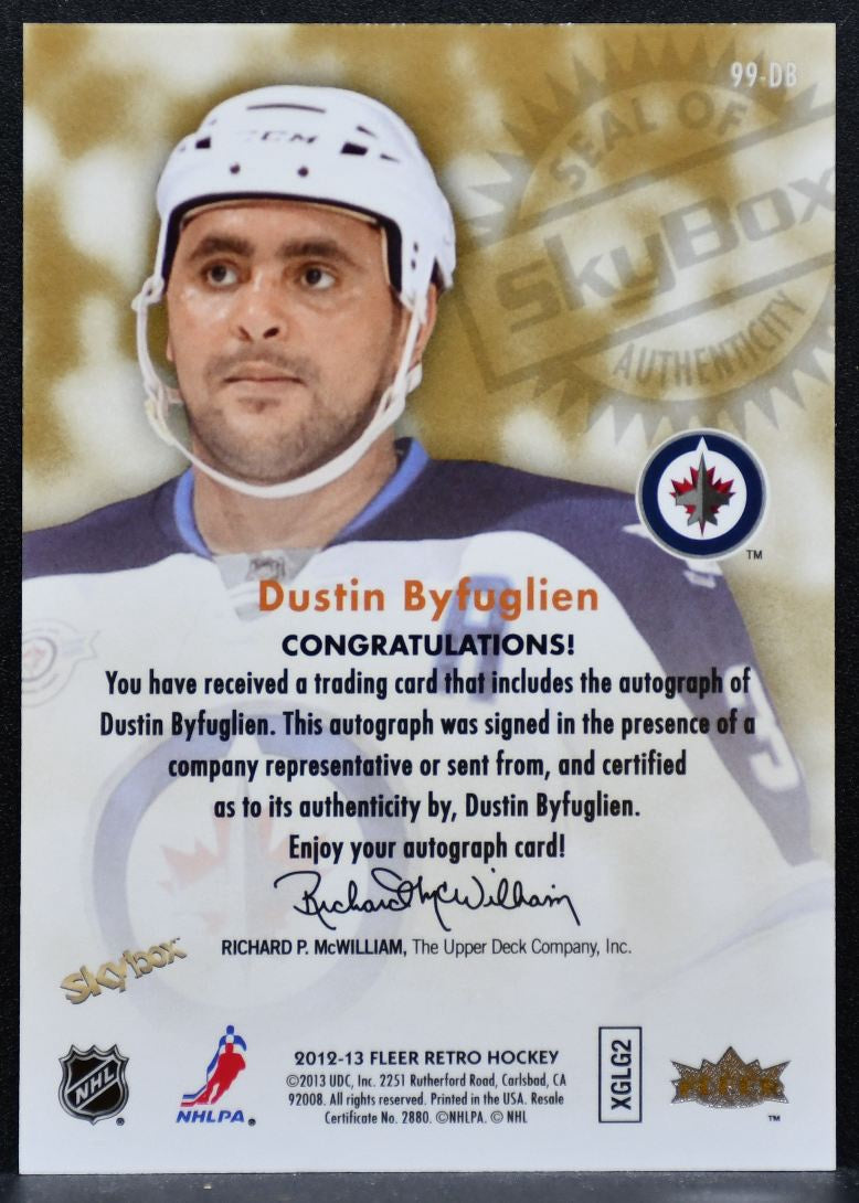 2012-13 Fleer Retro Autographics 1999 Dustin Byfuglien Winnipeg Jets Auto 6211