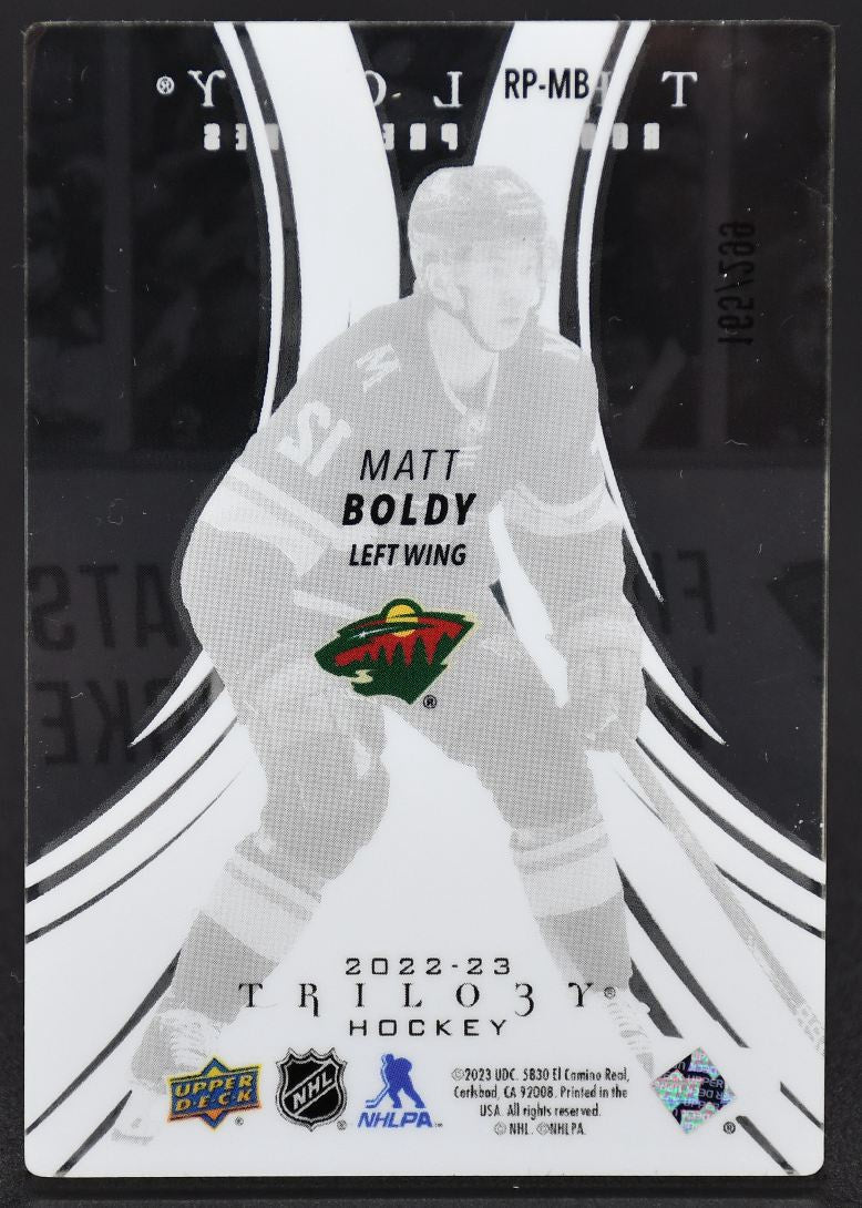 2022-23 UD Trilogy Matt Boldy RP-MB Minnesota Wild RC 165/299