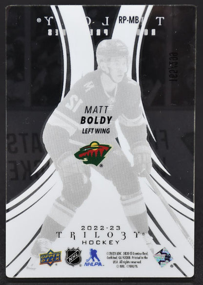 2022-23 UD Trilogy Matt Boldy RP-MB Minnesota Wild RC 165/299