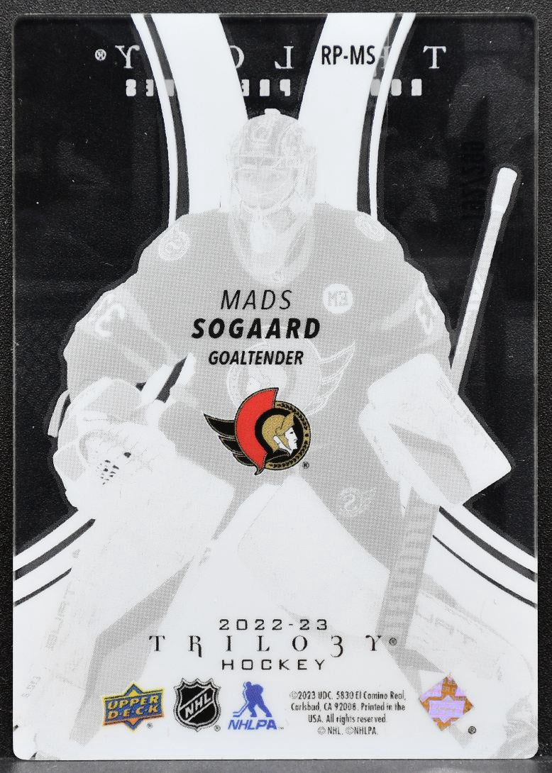 2022-23 UD Trilogy Rookie Premieres Acetate Mads Sogaard RP-MS Senators 5753