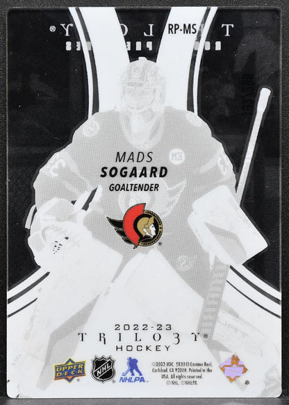 2022-23 UD Trilogy Rookie Premieres Acetate Mads Sogaard RP-MS Senators 5753