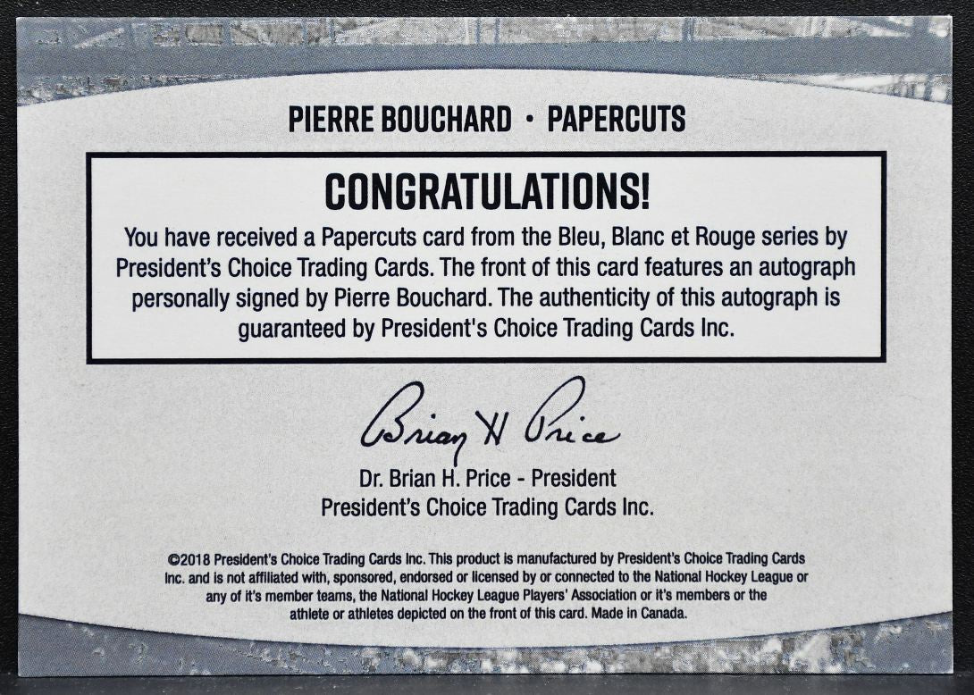 2018-19 President's Choice Bleu Blanc Et Rouge Papercuts Bouchard Auto 2831