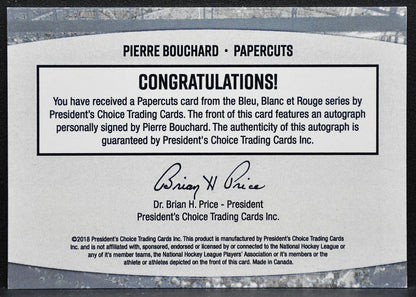 2018-19 President's Choice Bleu Blanc Et Rouge Papercuts Bouchard Auto 2831
