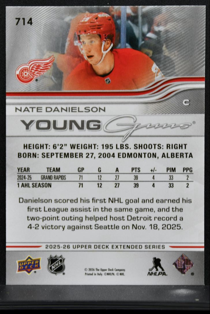 2025-26 Upper Deck Extended Series Young Guns Nate Danielson Red Wings RC 0009