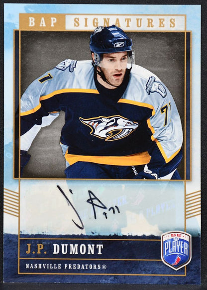 2006-07 Upper Deck Be A Player Signatures J.P. Dumont JD Predators Auto 9802