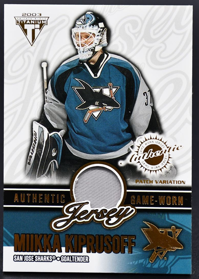 2001-02 Titanium Authentic Game-Worn Patch Kiprusoff San Jose Sharks /250 Patch