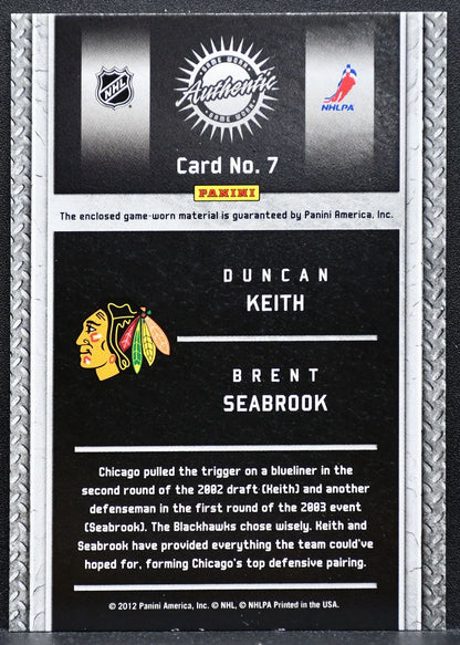 2011-12 Panini Titanium Game Worn Gear Dual Keith/Seabrook Jersey 0002