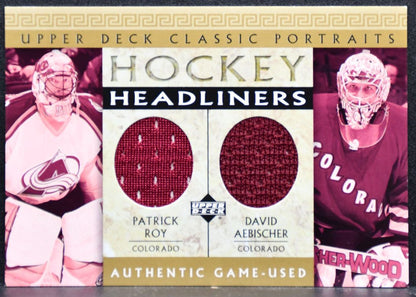 2002-03 UD Classic Portraits Hockey Headliners Roy/Aebischer Jersey 5733