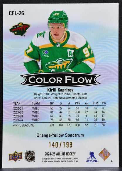 2024-25 UD Allure Color Flow Orange-Yellow Spectrum Kirill Kaprizov Wild 9324