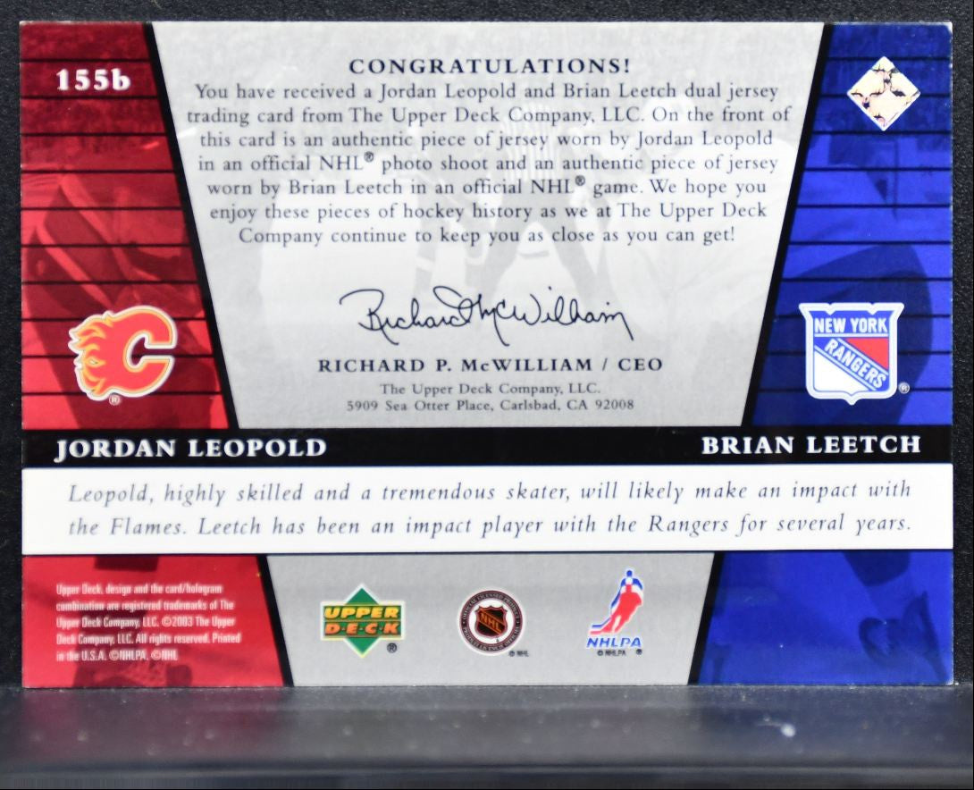 2002-03 UD Rookie Update Rookie Inspirations Leopold/Leetch RC Jersey 4183
