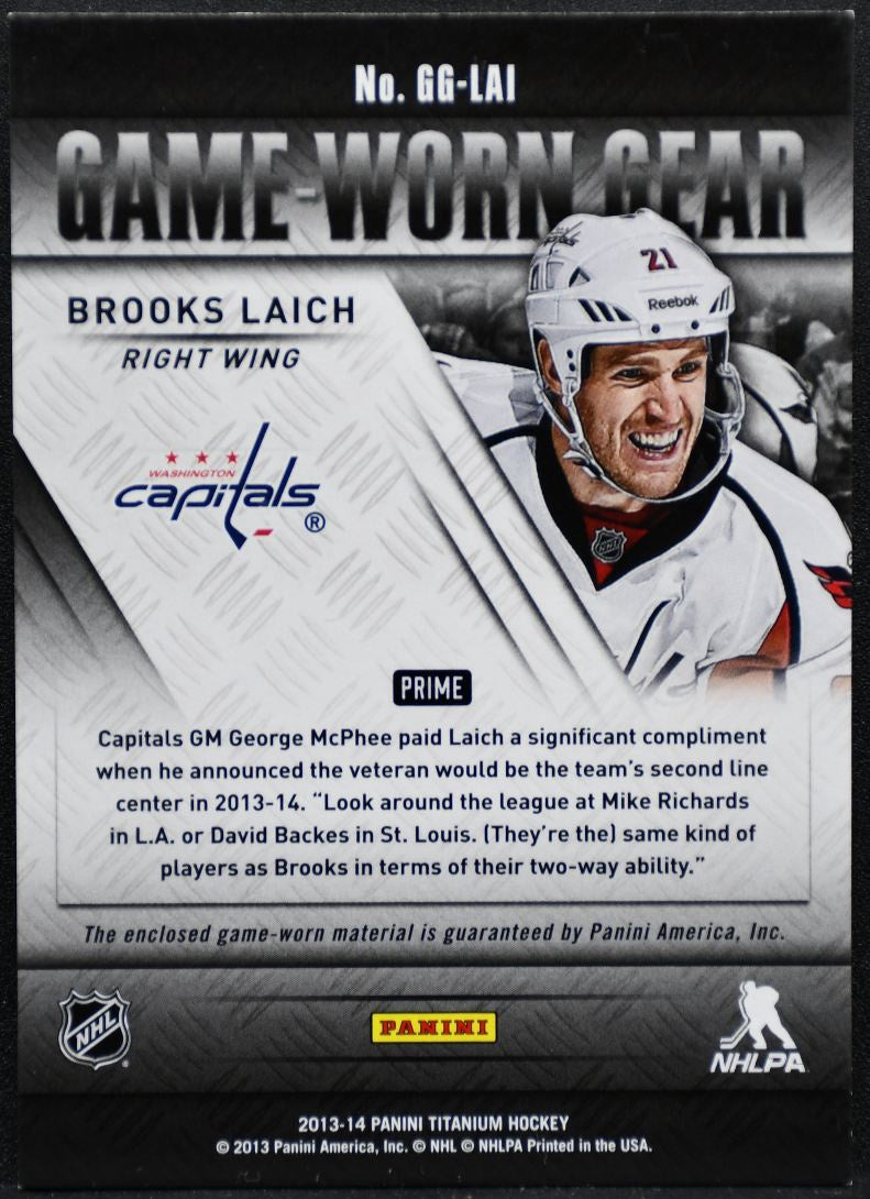 2013-14 Panini Titanium Game-Worn Gear Prime Laich Capitals /50 Patch 1280