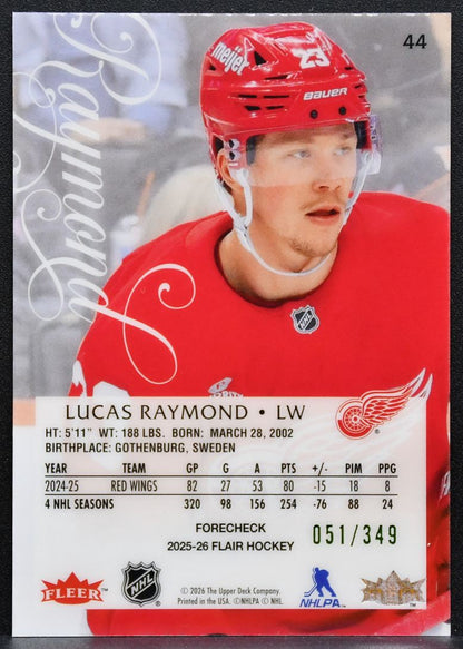 2025-26 Flair Image B Variant Lucas Raymond 44 Detroit Red Wings 051/349 6227