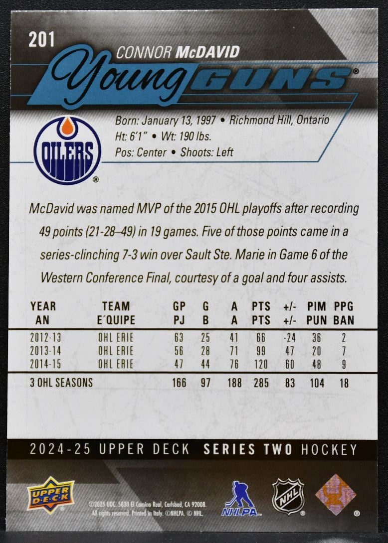 2024-25 Upper Deck Series 2 Young Guns Renewed Connor McDavid 201 Oilers 5268