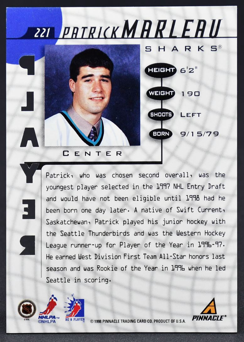 1998-99 Pinnacle Be A Player Patrick Marleau 221 Auto