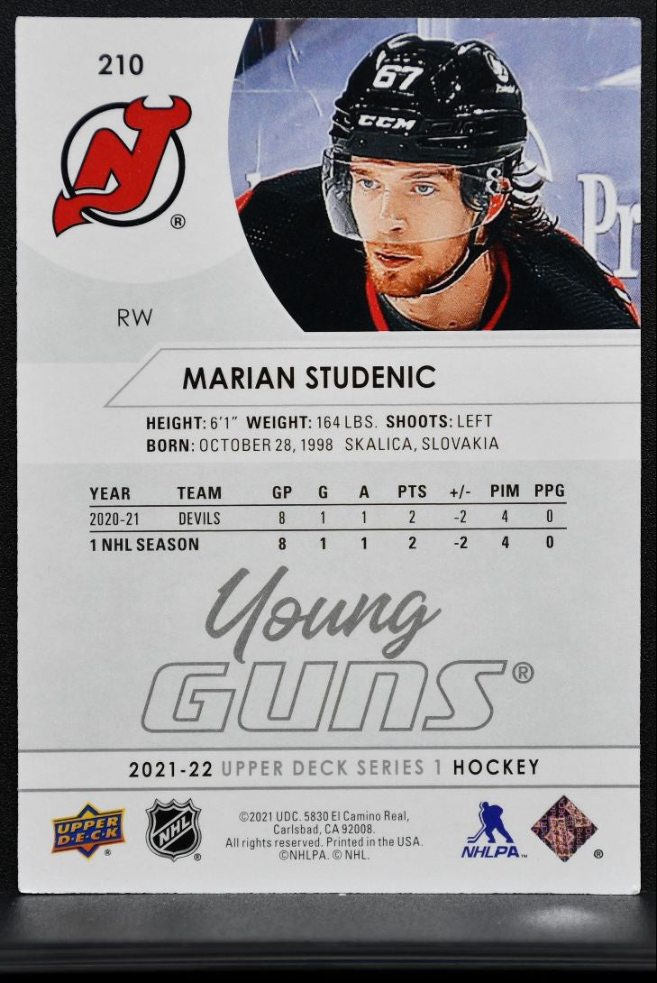 2021-22 Upper Deck Series 1 Young Guns Marian Studenic New Jersey Devils RC 4366