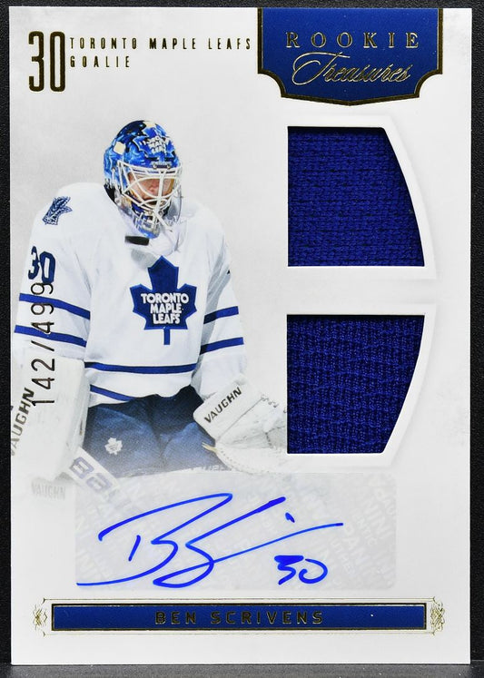 2011-12 Panini Rookie Anthology Treasures Patches Scrivens RC Auto Jersey 0572