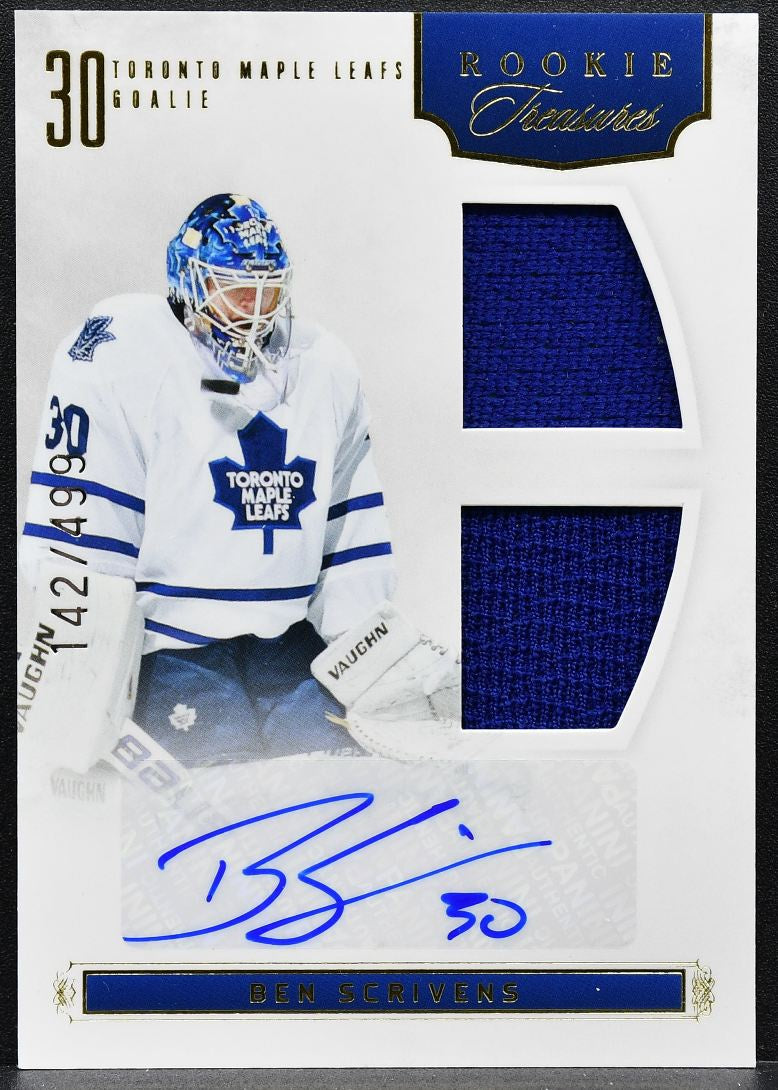 2011-12 Panini Rookie Anthology Treasures Patches Scrivens RC Auto Jersey 0572