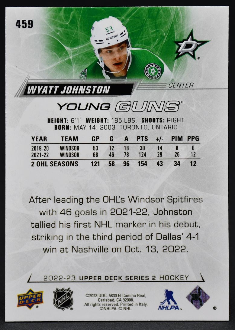 Série UD 2022-23, Jeunes loups Wyatt Johnston, 459 RC