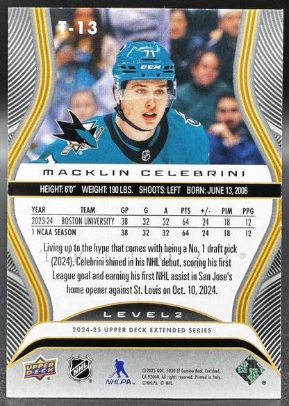 2024-25 UD Trilogy Rookie Premiere Level 2 Macklin Celebrini RC /499