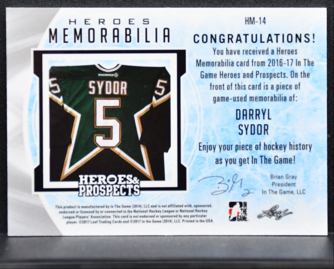 2016-17 Leaf In The Game Heroes and Prospects Memorabilia Sydor Jersey 1441