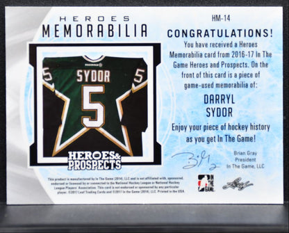2016-17 Leaf In The Game Heroes and Prospects Memorabilia Sydor Jersey 1441