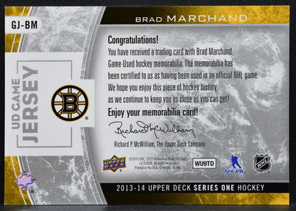 2013-14 Upper Deck Series 1 UD Game Jersey Brad Marchand GJ-BM Stars Jersey 3872