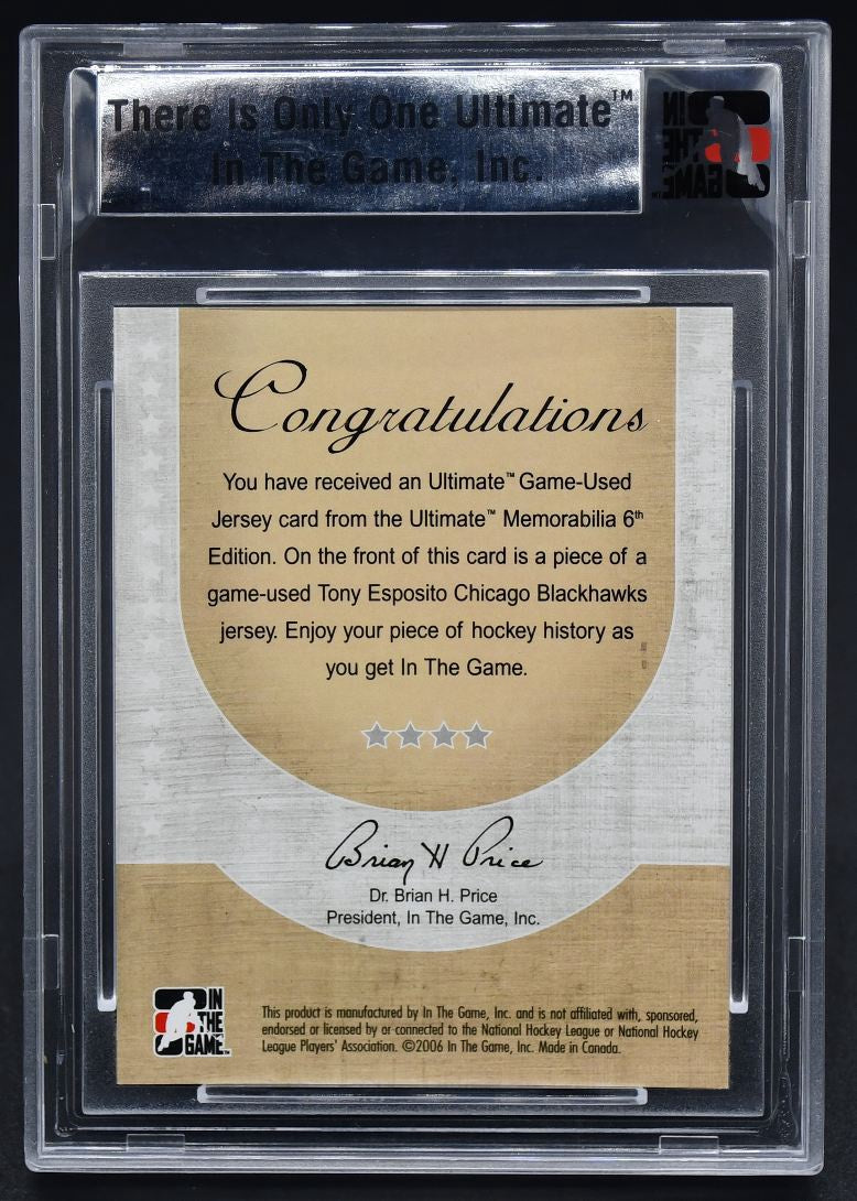 2005-06 ITG 6th Ultimate Game-Used Jersey Tony Esposito 07/25 Jersey
