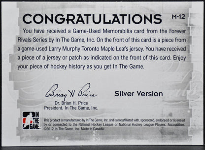 2012-13 ITG Forever Rivals Used Jerseys Blue Murphy Maple Leafs Jersey 2270