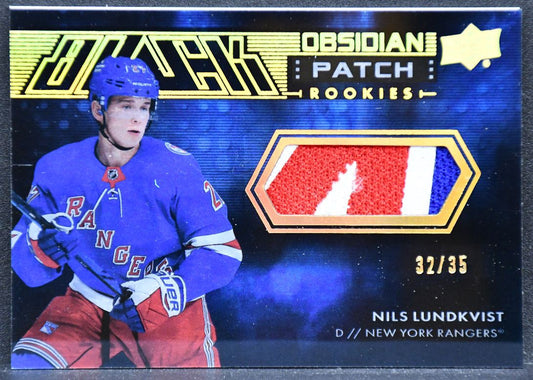 2021-22 SPx UD Black Obsidian RC Patch Gold Nils Lundkvist New York Rangers /35 6454