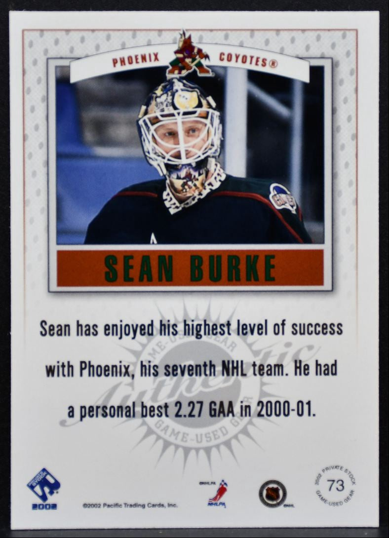 2001-02 Pacific Private Stock Game Gear Sean Burke Phoenix Coyotes Jersey 5364