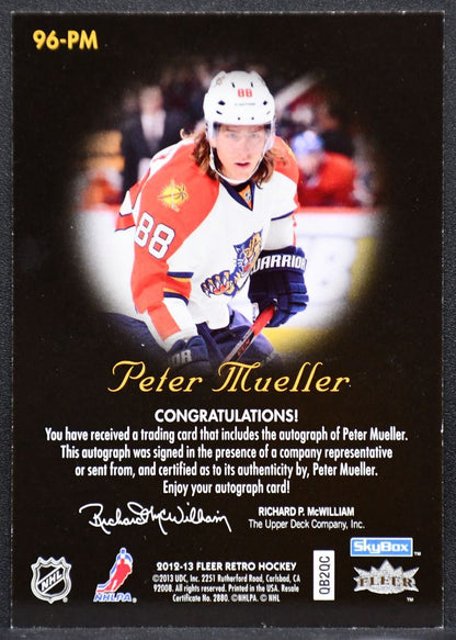 2012-13 Fleer Skybox Autograohics Peter Mueller 96-PM Florida Panthers Auto 3504