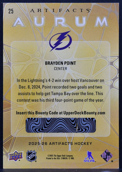 2025-26 Upper Deck Artifacts Aurum Brayden Point 25 Tampa Bay Lightning 8852