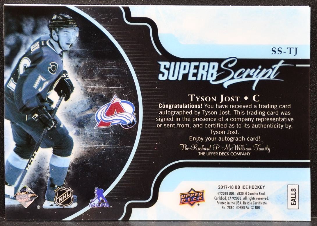 2017-18 UD ICE Superb Script - Base Auto Tyson Jost SS-TJ Auto 38/49