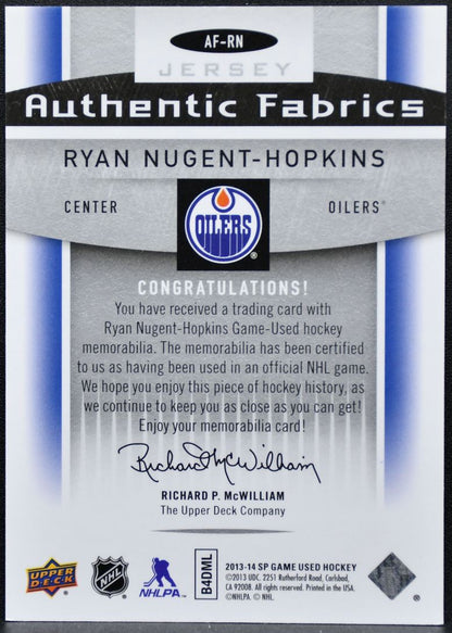 2013-14 SP Game Used Authentic Fabrics Ryan Nugent-Hopkins AF-RN Jersey 2165
